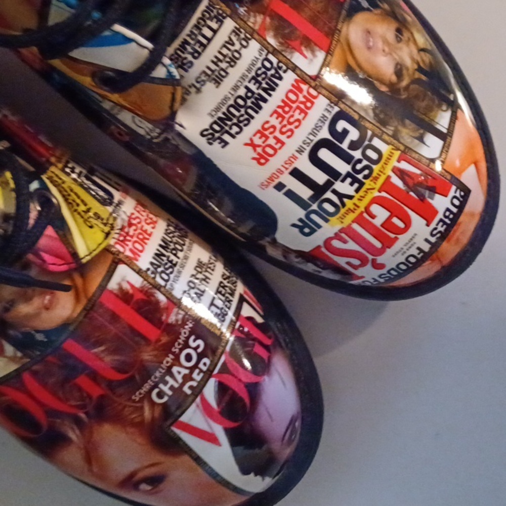 Shoe Republic LA Magazine Cover Multicolor Print Ankle Boots* SZ 8 - Picture 9 of 9